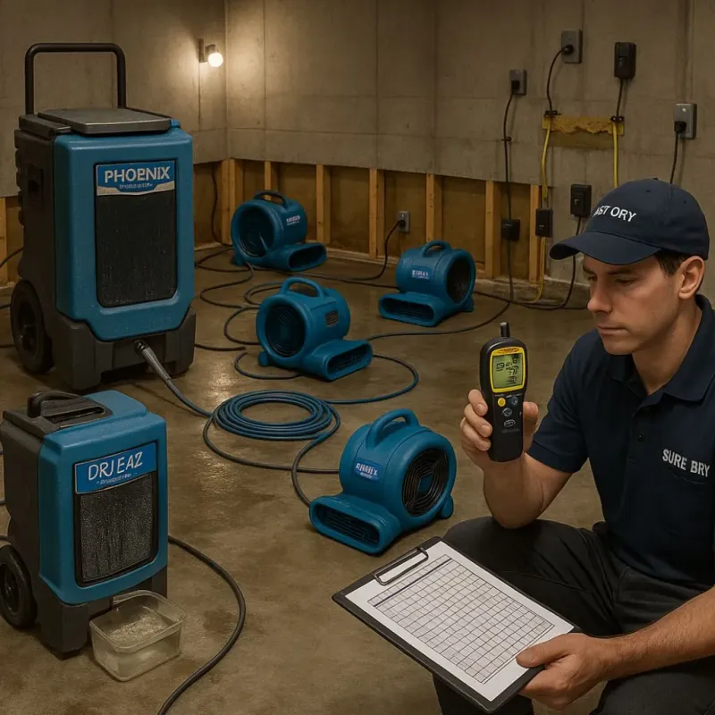 Structural Drying and Dehumidification process in Ojai, CA